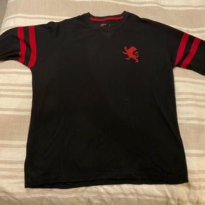 Express Waffle Sweater in Black and Red